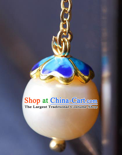 Traditional Chinese Blueing Goldfish Ear Accessories Handmade Eardrop National Cheongsam Golden Tassel Earrings for Women