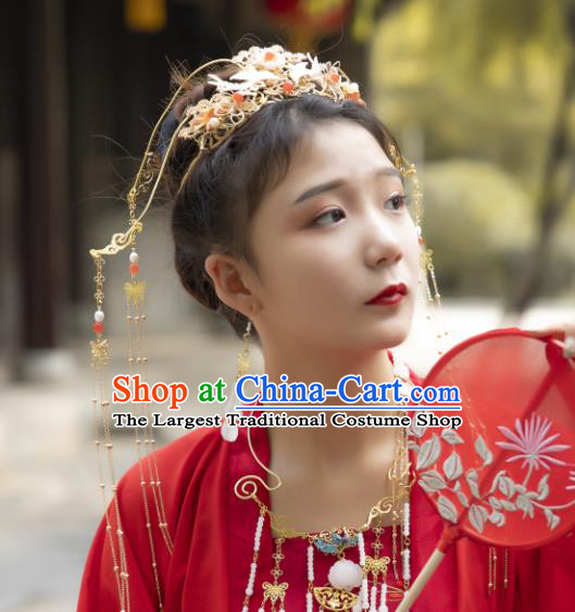 Chinese Traditional Ancient Bride Wedding Hair Crown Hanfu Hairpins Hair Accessories Headwear for Women