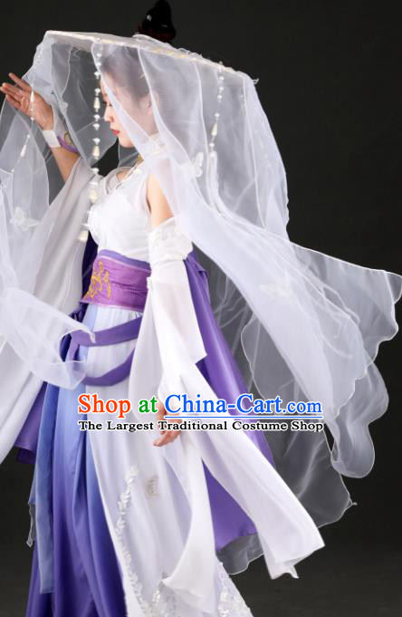 Traditional Chinese Cosplay Hanfu Dress Ancient Female Swordsman Purple Costume for Women