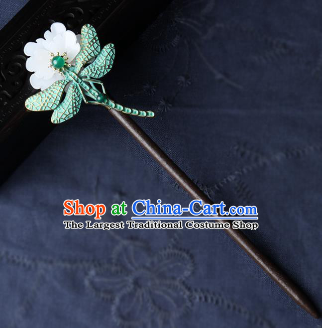Chinese Traditional Green Dragonfly Hairpins Hair Accessories Decoration Handmade Hair Accessories Flowers Hair Clip for Women