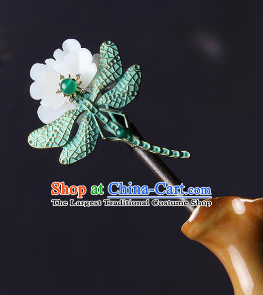 Chinese Traditional Green Dragonfly Hairpins Hair Accessories Decoration Handmade Hair Accessories Flowers Hair Clip for Women