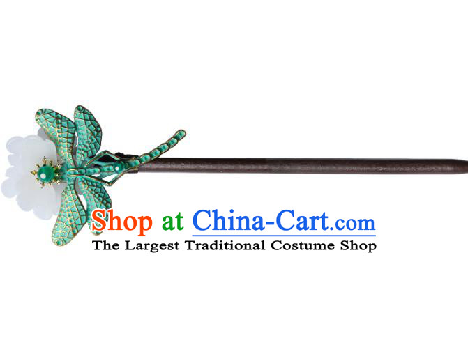Chinese Traditional Green Dragonfly Hairpins Hair Accessories Decoration Handmade Hair Accessories Flowers Hair Clip for Women