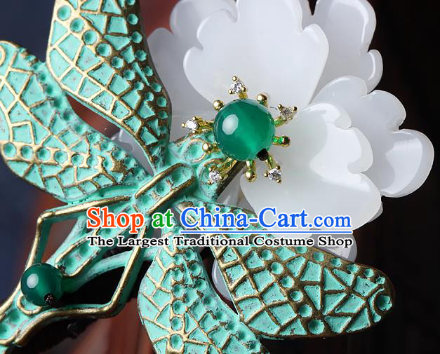Chinese Traditional Green Dragonfly Hairpins Hair Accessories Decoration Handmade Hair Accessories Flowers Hair Clip for Women
