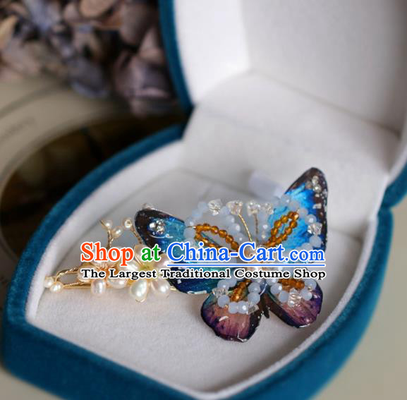 Handmade Retro Beads Butterfly Hair Claw Top Grade Hair Accessories Hair Pin Pearls Hair Stick for Women