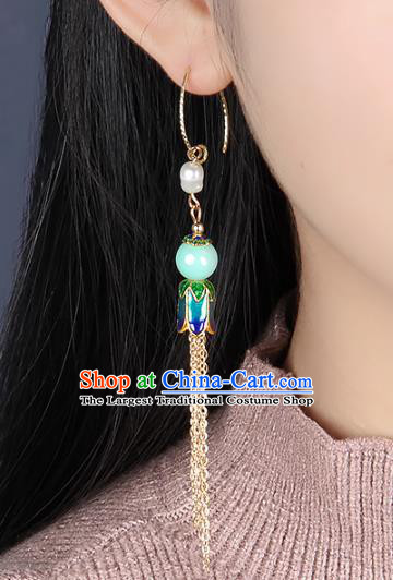 Traditional Chinese Long Tassel Ear Accessories Handmade Eardrop National Cheongsam Earrings for Women