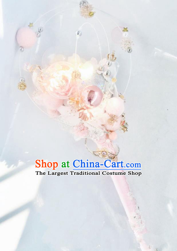 Baroque Princess Pink Bridal Bouquet Handmade Wedding Accessories Photography Prop Scepter for Women