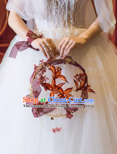 Baroque Princess Bridal Bouquet Handmade Wedding Accessories Photography Prop Red Flowers Ball for Women