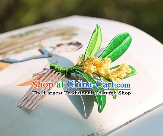 Handmade Chinese Fragrans Hair Comb Classical Hair Accessories Ancient Princess Hanfu Silk Leaf Hairpins Headwear for Women