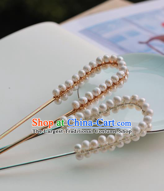 Handmade Chinese Classical Song Dynasty Hair Accessories Ancient Princess Pearls Hairpins Hanfu Headwear for Women