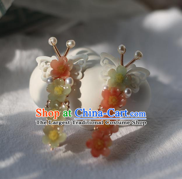 Handmade Chinese Plum Hair Claws Traditional Classical Hanfu Hair Accessories Ancient Princess Shell Butterfly Hairpins for Women