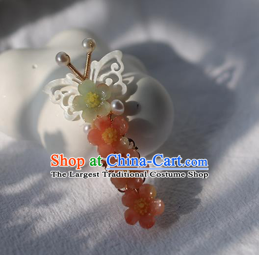 Handmade Chinese Plum Hair Claws Traditional Classical Hanfu Hair Accessories Ancient Princess Shell Butterfly Hairpins for Women