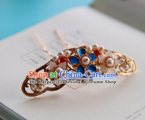 Chinese Classical Ming Dynasty Hair Crown Traditional Hanfu Hair Accessories Handmade Tassel Hairpins Complete Set for Women