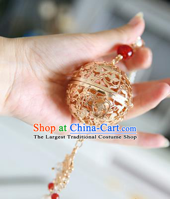 Top Grade Chinese Classical Tassel Brooch Accessories Handmade Ancient Hanfu Golden Sachet Waist Pendant for Women