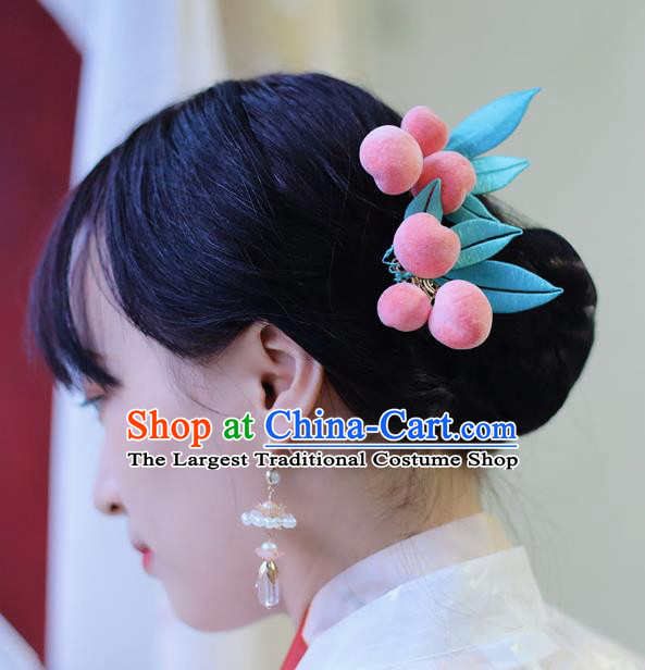 Handmade Chinese Classical Silk Hairpins Traditional Hair Accessories Ancient Hanfu Pink Peach Hair Claw for Women