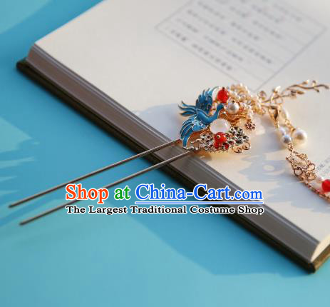 Chinese Classical Golden Hair Crown Traditional Hanfu Hair Accessories Handmade Tassel Hairpins Full Set for Women