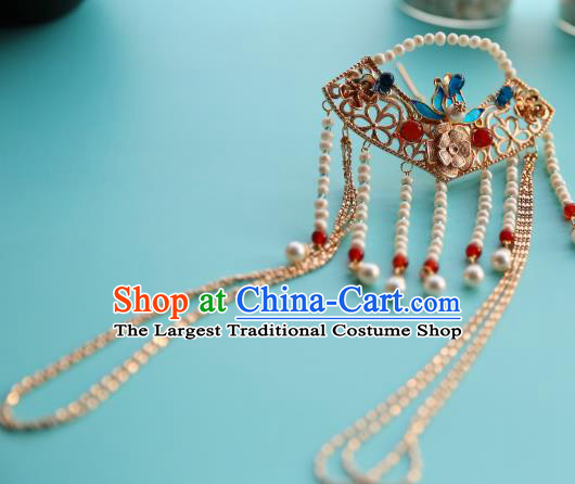 Handmade Chinese Qing Dynasty Classical Hairpins Traditional Hair Accessories Ancient Hanfu Pearls Tassel Hair Clip for Women