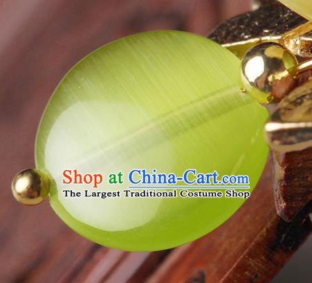 Traditional Chinese Fragrans Ear Accessories Handmade Eardrop National Cheongsam Green Opal Earrings for Women