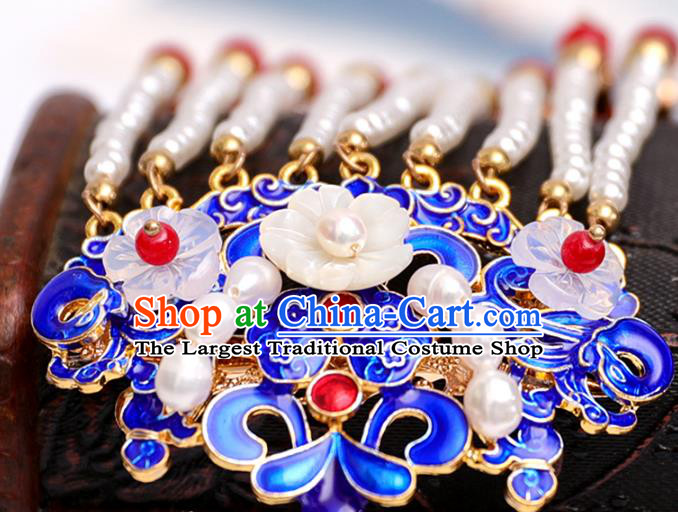Handmade Chinese Classical Cloisonne Hairpins Traditional Hair Accessories Ancient Hanfu Beads Tassel Hair Clip for Women