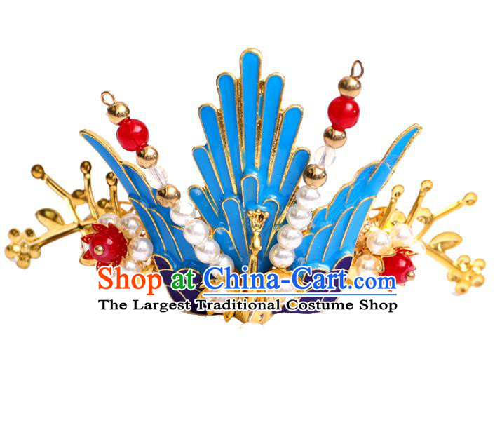 Handmade Chinese Classical Court Hairpins Traditional Hair Accessories Ancient Hanfu Cloisonne Phoenix Hair Crown for Women