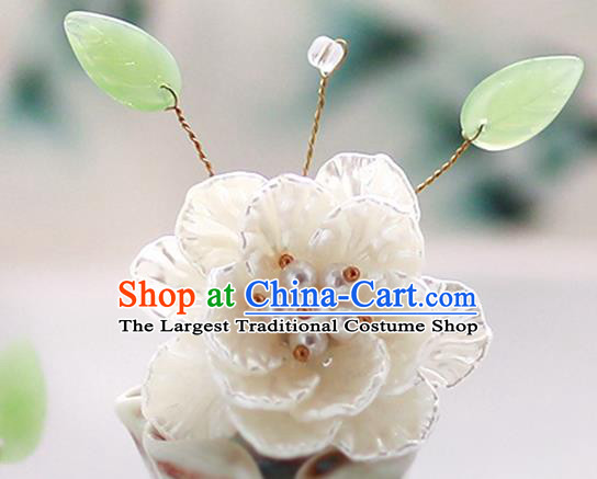 Handmade Chinese Classical Shell Peony Hairpins Traditional Hair Accessories Ancient Hanfu Hair Clip for Women