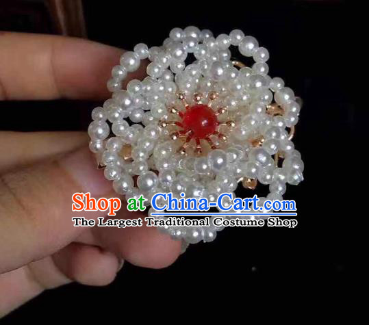Handmade Chinese Ming Dynasty Pearls Tassel Hair Claw Traditional Hair Accessories Ancient Court Princess Hairpins for Women