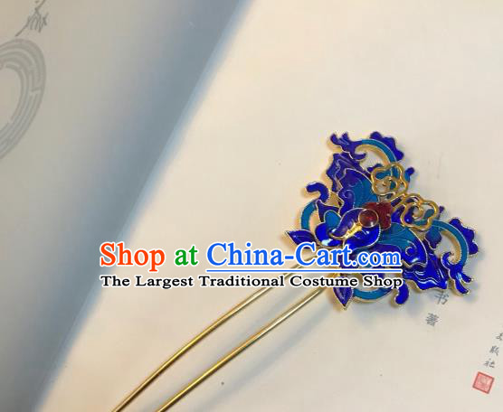 Handmade Chinese Qing Dynasty Queen Hair Clip Traditional Hair Accessories Ancient Court Blueing Butterfly Hairpins for Women