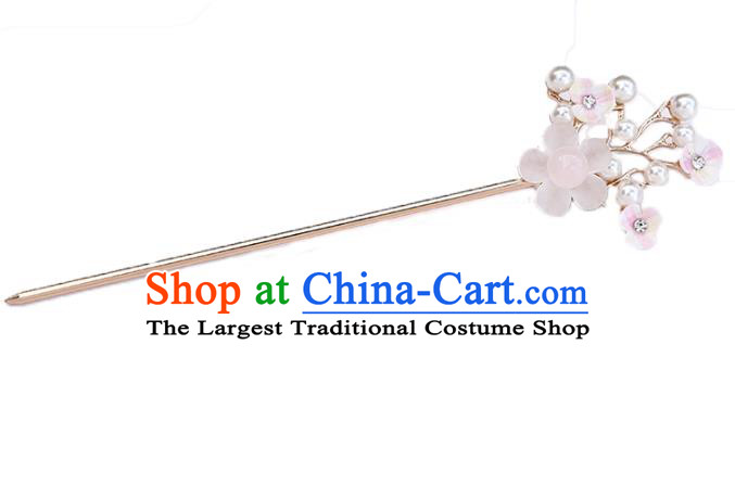 Handmade Chinese Classical White Plum Hairpins Traditional Hair Accessories Ancient Hanfu Court Hair Clip for Women