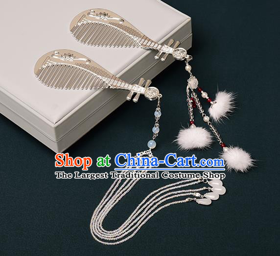 Chinese Traditional Hanfu Hair Comb Hair Accessories Handmade Tang Dynasty Tassel Hairpins for Women