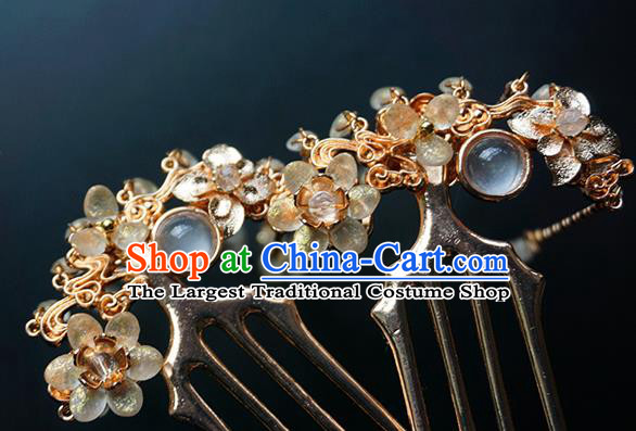 Chinese Classical Wedding Golden Hair Comb and Hair Clips Traditional Bride Hair Accessories Handmade Hanfu Hairpins Complete Set