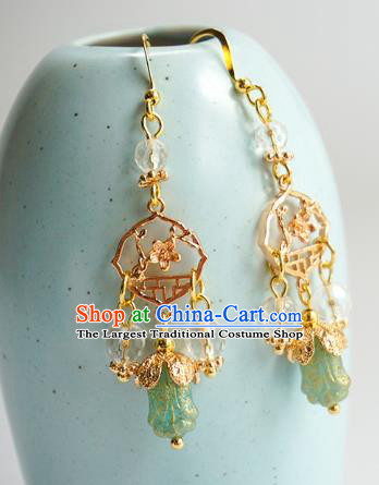 Chinese Handmade Hanfu Court Earrings Traditional Ear Jewelry Accessories Classical Golden Eardrop for Women