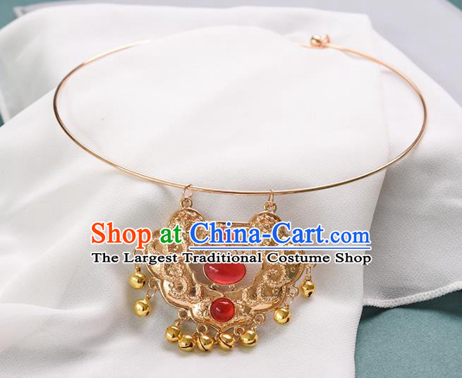 Chinese Handmade Golden Necklet Decoration Traditional Ming Dynasty Necklace Accessories Longevity Lock for Women