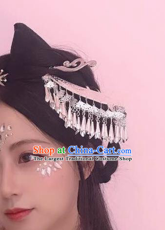 Handmade Chinese Miao Nationality Hair Clip Traditional Hair Accessories Ancient Princess Tassel Argent Hairpins for Women
