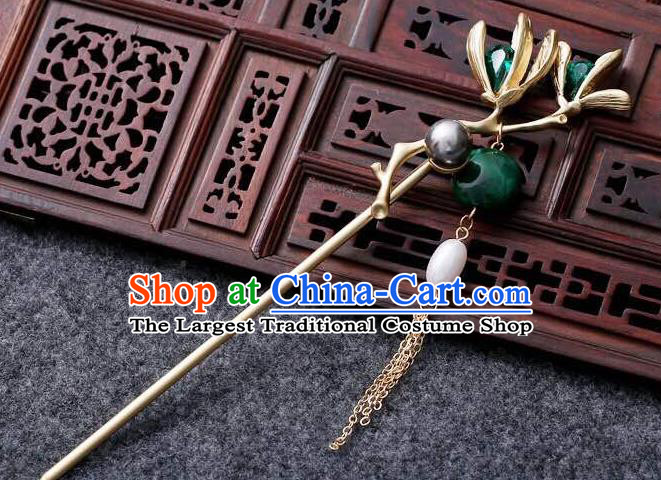 Handmade Chinese Qing Dynasty Yulan Magnolia Hair Clip Traditional Hair Accessories Ancient Princess Golden Hairpins for Women