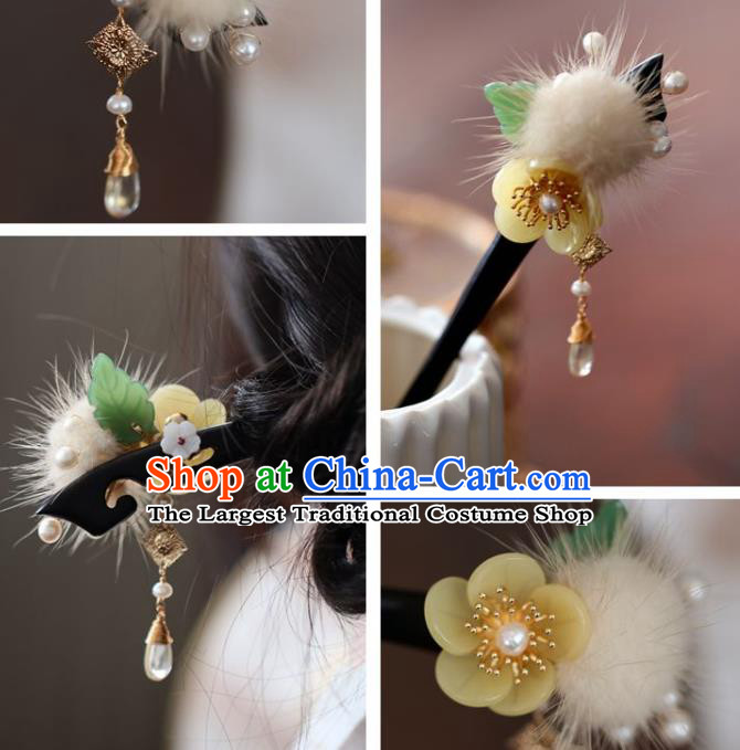Handmade Chinese Cheongsam Hair Clip Traditional Hanfu Hair Accessories Ebony Hairpins for Women