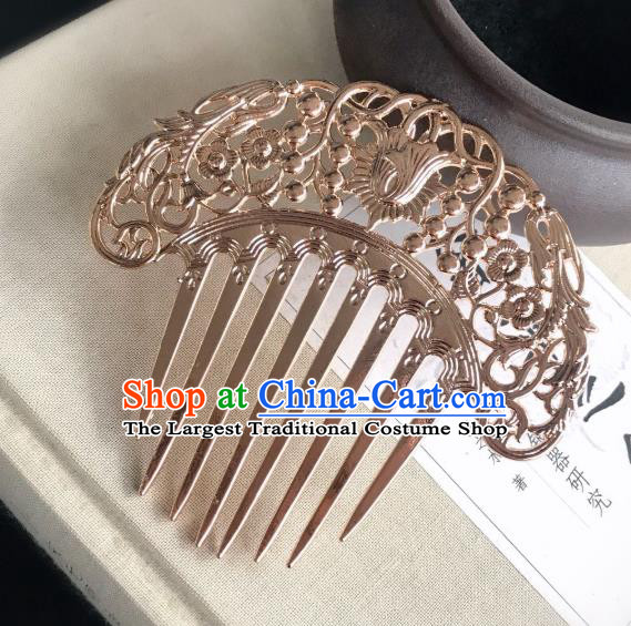 Handmade Chinese Tang Dynasty Palace Hair Comb Traditional Hair Accessories Ancient Empress Golden Hairpins for Women