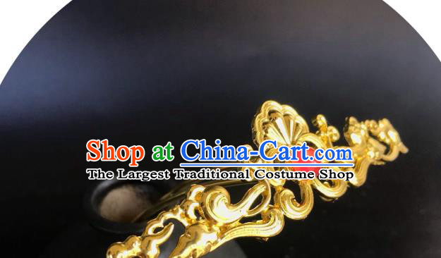Handmade Chinese Tang Dynasty Palace Golden Hair Clip Traditional Hair Accessories Ancient Empress Red Stone Hairpins for Women