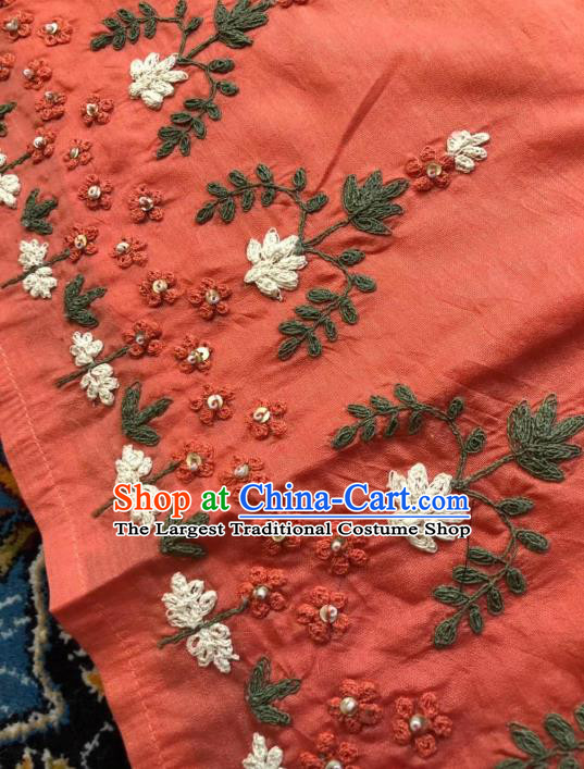 Thailand Traditional Qipao Dress Asian Thai National Embroidered Orange Cotton Dress and Loose Pants Photography Costumes for Women