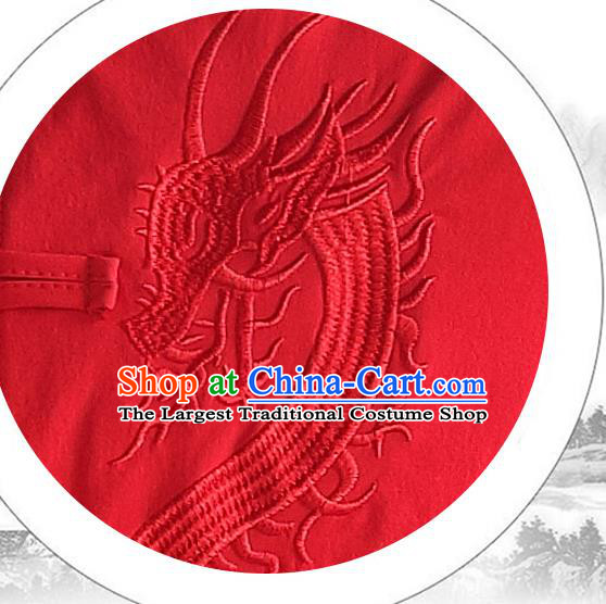 Chinese Traditional Embroidered Dragon Red Jacket Tang Suit Overcoat Costumes for Men