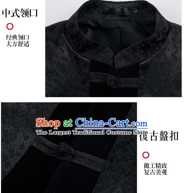 Chinese Traditional Sun Yat Sen Black Jacket Tang Suit Overcoat Outer Garment Costumes for Men