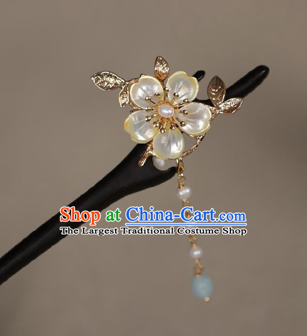 Chinese Cheongsam Plum Ebony Hair Clip Traditional Hanfu Hair Accessories Handmade Tassel Hairpins for Women