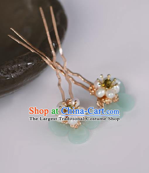 Chinese Cheongsam Plum Hair Clip Traditional Hanfu Hair Accessories Handmade Pearls Hairpins for Women