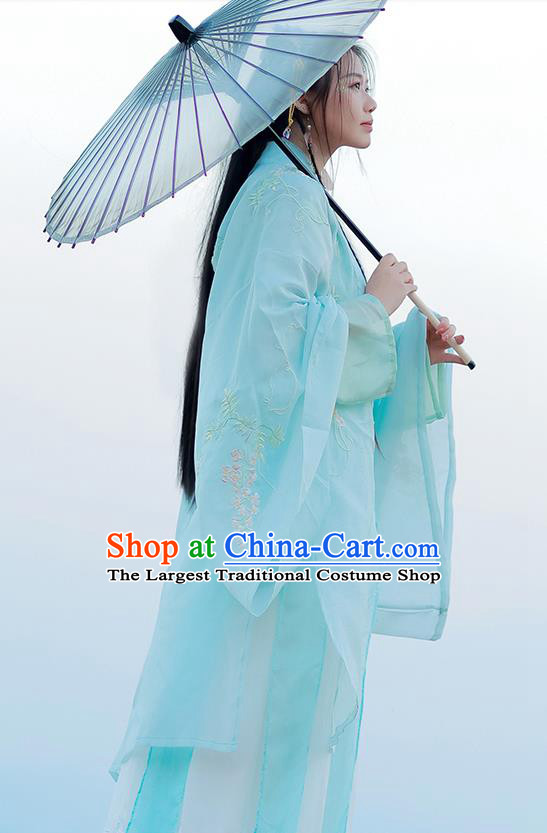 Chinese Tang Dynasty Court Lady Costumes Traditional Ancient Royal Princess Hanfu Garment Embroidered Blouse Strapless and Skirt for Women