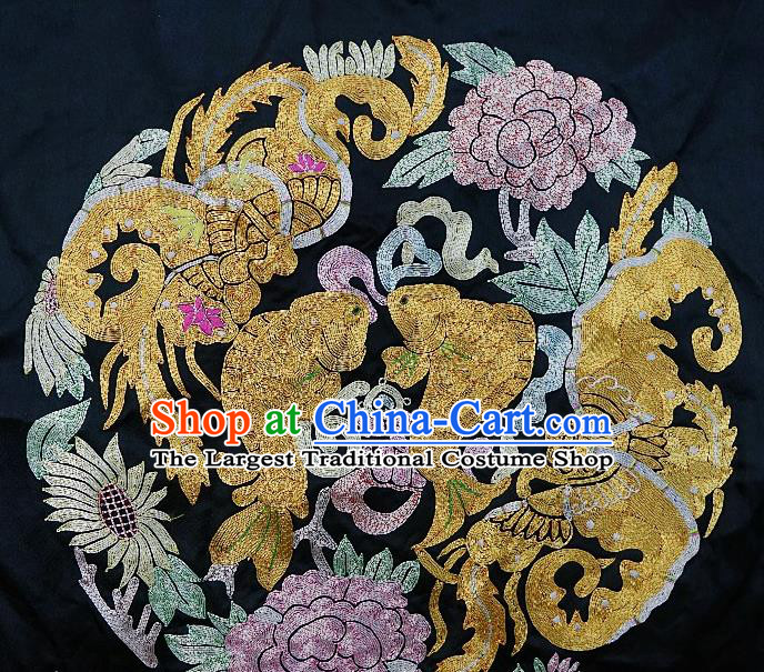 Chinese Traditional Embroidered Lilac Peony Butterfly Carps Fabric Patches Handmade Embroidery Craft Embroidering Decorative Picture