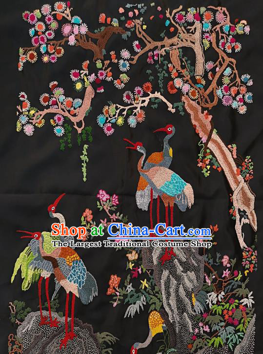Chinese Traditional Embroidered Cranes Pine Fabric Patches Handmade Embroidery Craft Embroidering Silk Applique Accessories