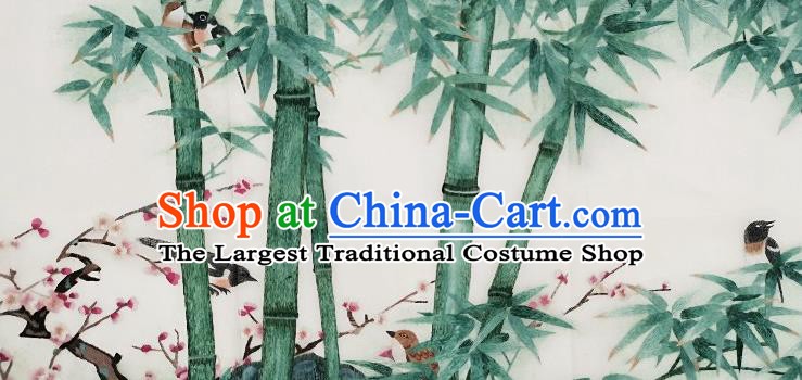 Chinese Traditional Embroidered Bamboo Decorative Painting Handmade Embroidery Craft Embroidering Cloth Picture