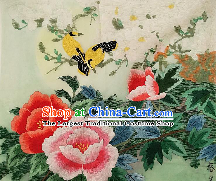 Traditional Chinese Embroidered Magnolia Bird Fabric Patches Handmade Embroidery Craft Accessories Embroidering Peony Applique