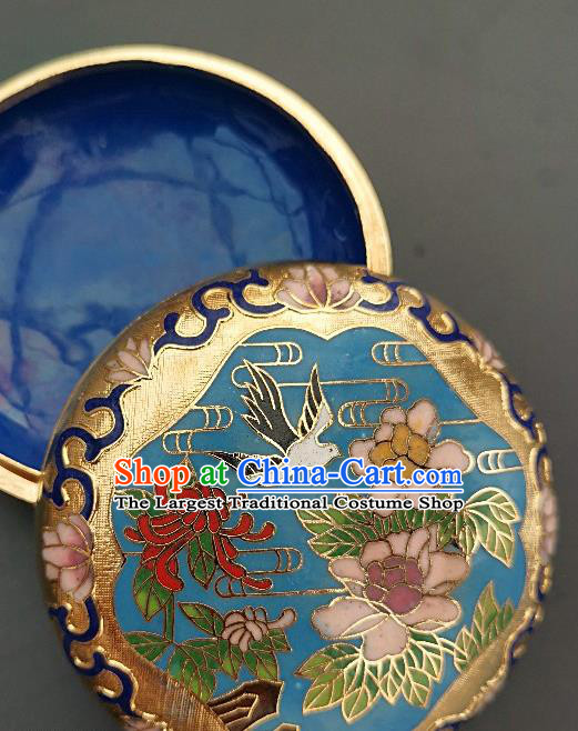 Chinese Traditional Cloisonne Peony Pattern Rouge Box Handmade Brass Craft Miao Enamel Inkpad Box Accessories