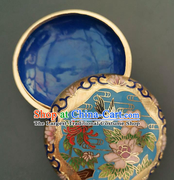 Chinese Traditional Cloisonne Peony Pattern Rouge Box Handmade Brass Craft Miao Enamel Inkpad Box Accessories