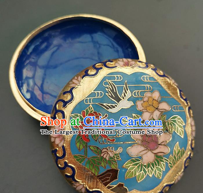 Chinese Traditional Cloisonne Peony Pattern Rouge Box Handmade Brass Craft Miao Enamel Inkpad Box Accessories