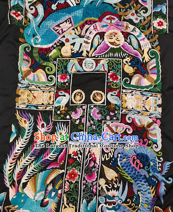 Chinese Traditional Embroidered Phoenix Dragon Fabric Patches Handmade Embroidery Craft Miao Ethnic Accessories Embroidering Applique